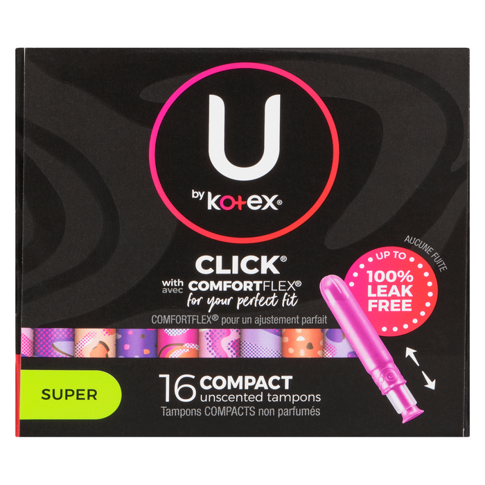 U by Kotex Click Super 16 Compact Unscented Tampons