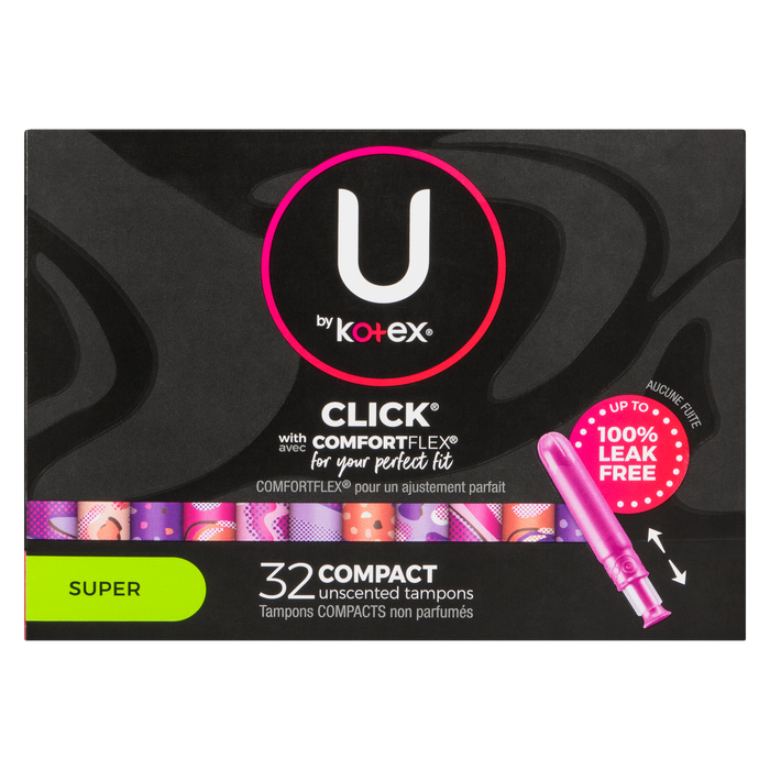 U by Kotex Click Super 32 Compact Unscented Tampons