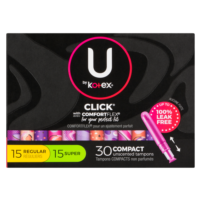 Tampons compacts non parfumés U by Kotex Click 30