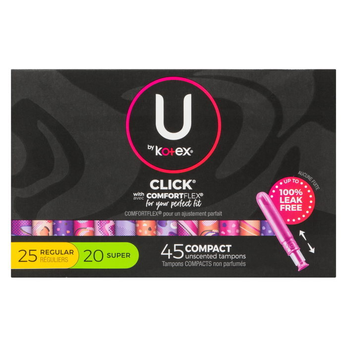 U by Kotex Click 45 Compact Unscented Tampons