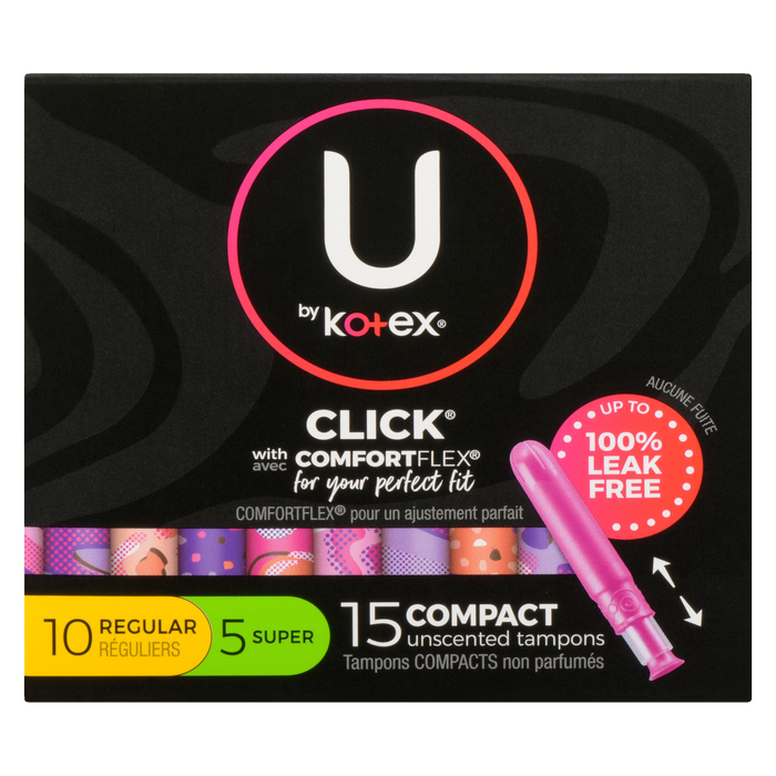 U by Kotex Click 15 Compact Unscented Tampons