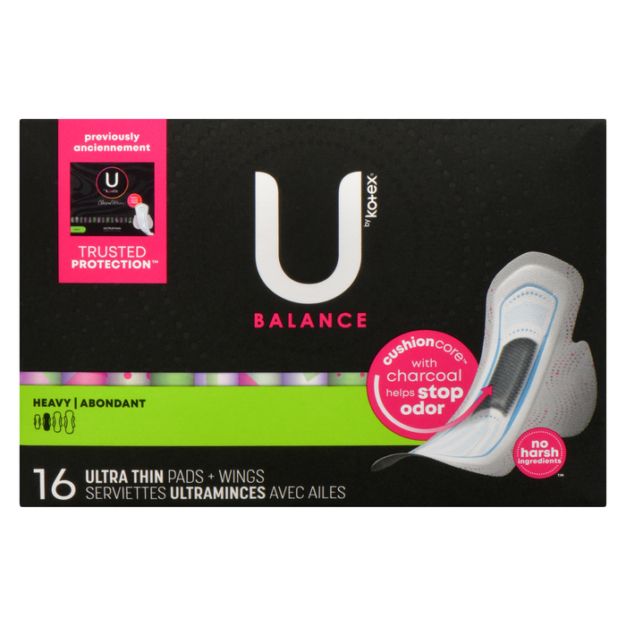 U by Kotex Balance Heavy 16 Ultra Thin Pads + Wings