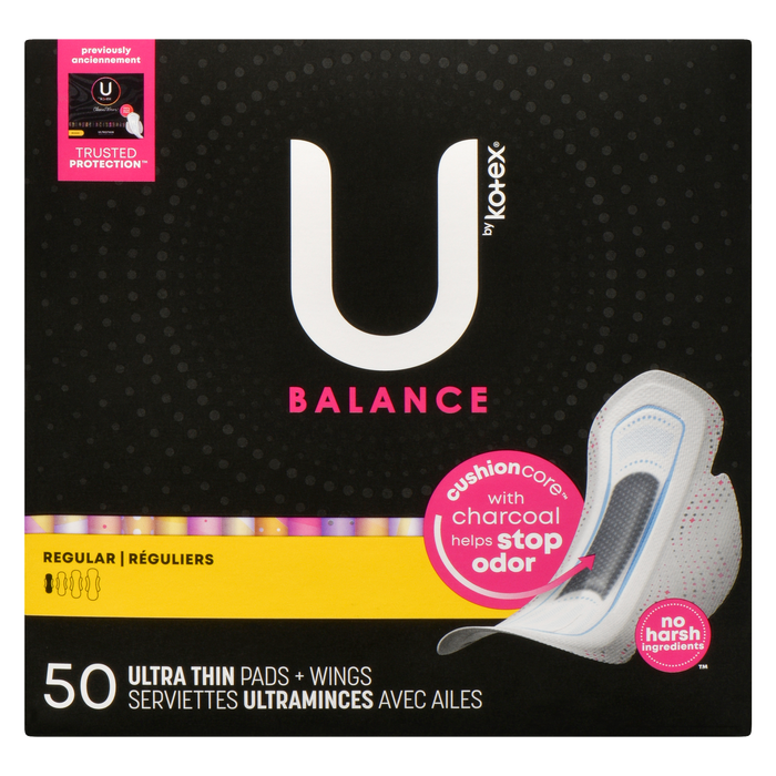 U by Kotex Balance Regular 50 Ultra Thin Pads + Wings