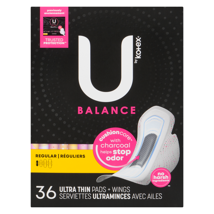 U by Kotex Balance Regular 36 Ultra Thin Pads + Wings