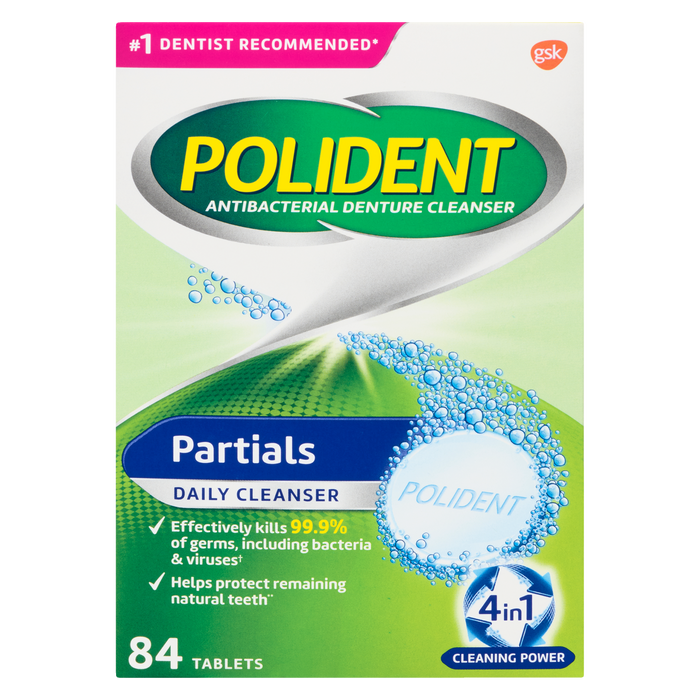 Polident Daily Cleanser Partials 84 Tablets