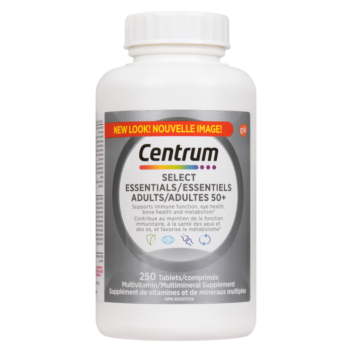 Centrum Select Essentials Complément multivitaminé/multiminéral Adultes 50+ 250 comprimés