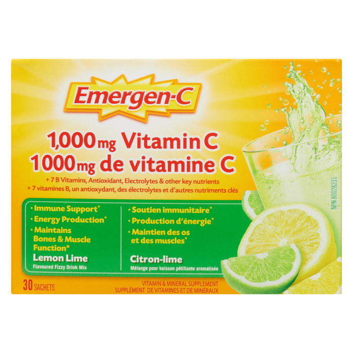 Supplément de vitamines et minéraux Emergen-C Citron vert 30 sachets