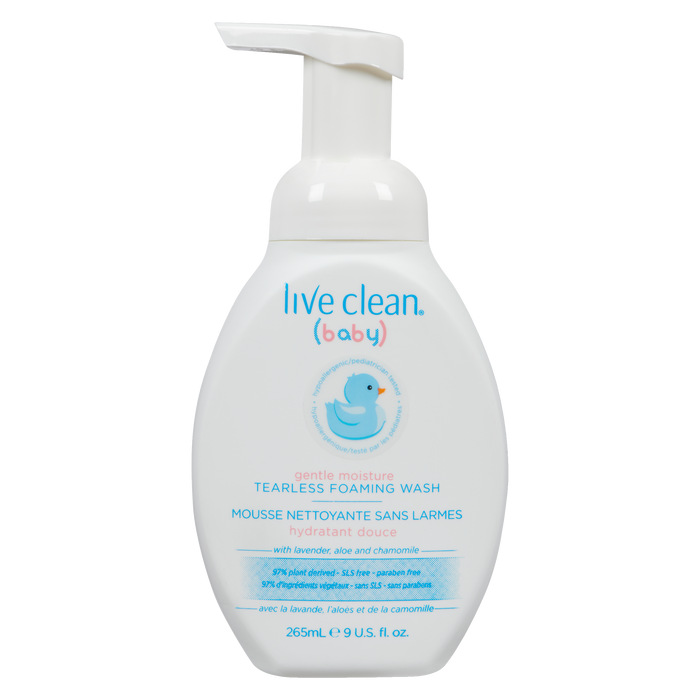 Nettoyant moussant sans larmes Live Clean Baby, hydratation douce, 265 ml