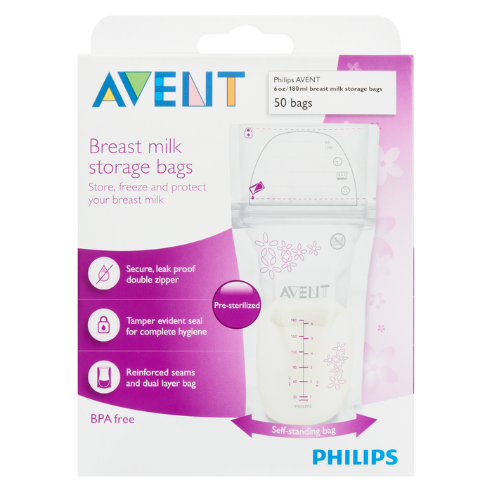 Sachets de conservation du lait maternel Avent 50 sachets 180 ml