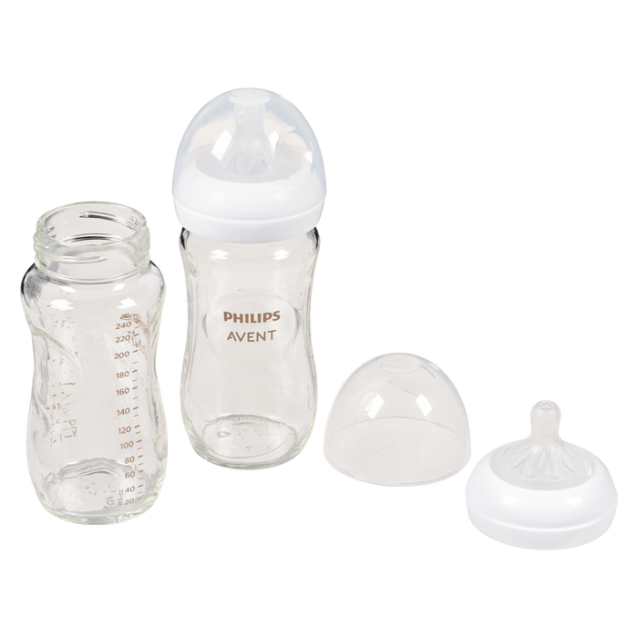 Biberon en verre Philips Avent Natural 240 ml 1 mois et + 3 x biberons en verre