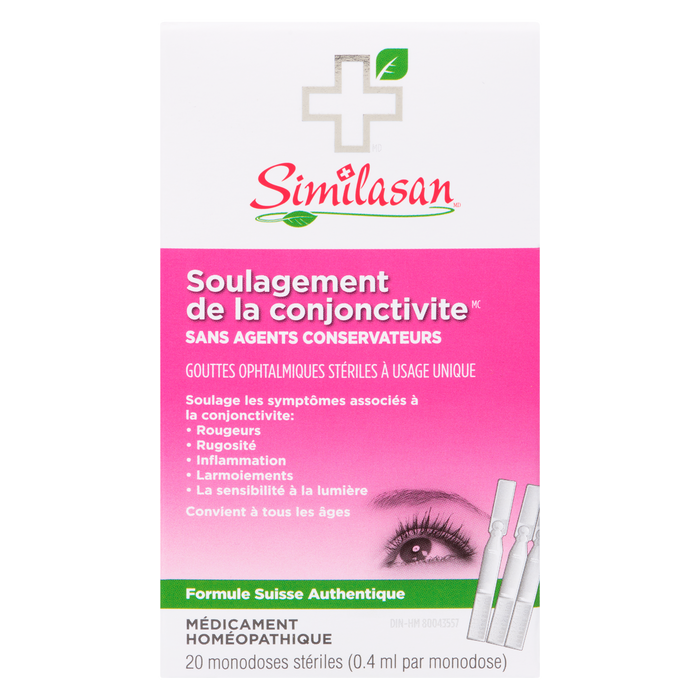 Similasan Pink Eye Relief Gouttes oculaires stériles à usage unique 20 compte-gouttes stériles à usage unique