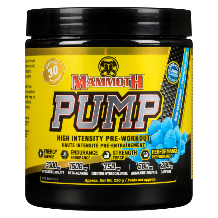 Mammoth Pump High Intensity Pre-Workout Blue Raspberry 270 g