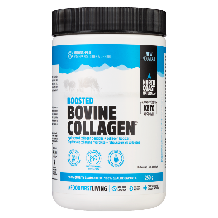 Peptides de collagène hydrolysé + boosters de collagène bovin boostés de North Coast Naturals sans saveur 250 g