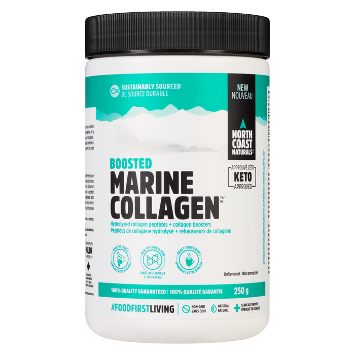 Peptides de collagène hydrolysés + boosters de collagène marin boostés de North Coast Naturals sans saveur 250 g