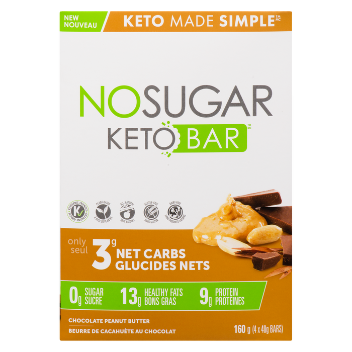 Vegan Pure No Sugar Keto Bar Chocolate Peanut Butter 4 Bars x 40 g (160 g)