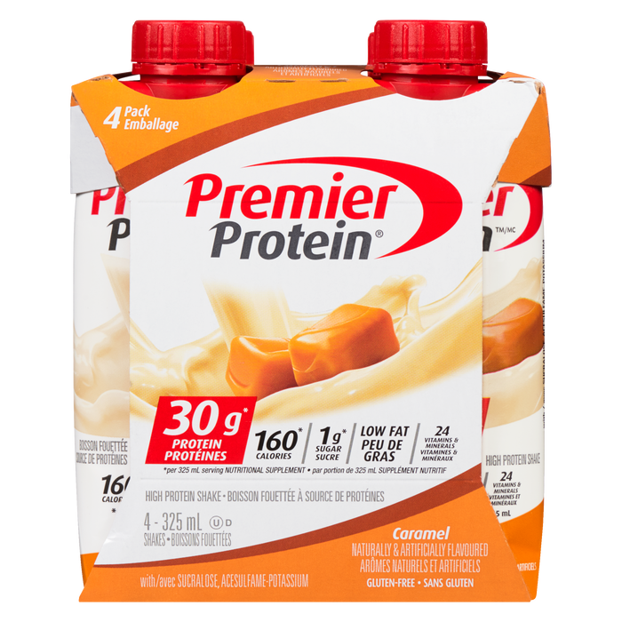 Shake protéiné Premier Protein Caramel, lot de 4 x 325 ml