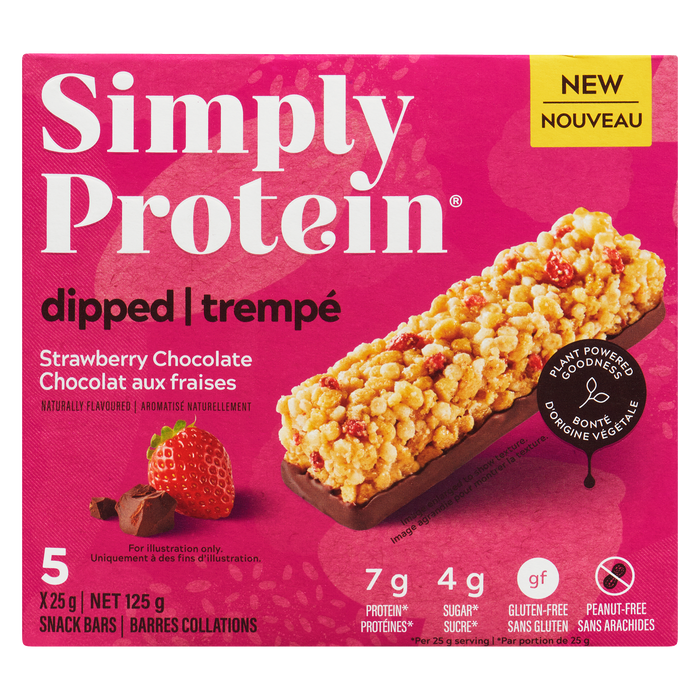 SimplyProtein Dipped Strawberry Chocolate 5 Snack Bars x 25 g (125 g)