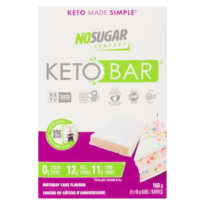 No Sugar Company Keto Bar Birthday Cake Flavour 4 Bars x 40 g (160 g)