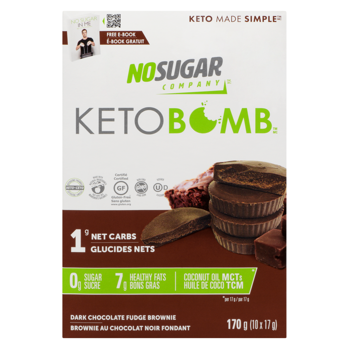 No Sugar Company Keto Bomb Dark Chocolate Fudge Brownie 10 x 17 g (170 g)