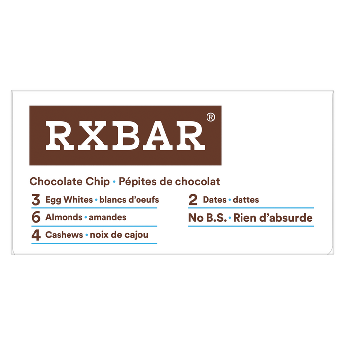 RXBAR 12 g Protein Bar Chocolate Chip 12 Bars x 52 g (624 g)