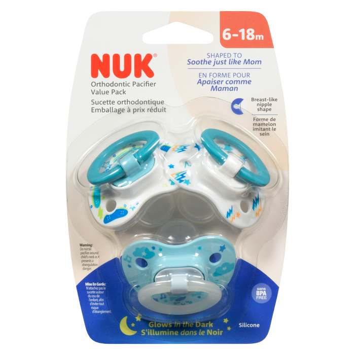 Pack économique de sucettes orthodontiques NUK en silicone 6-18 mois