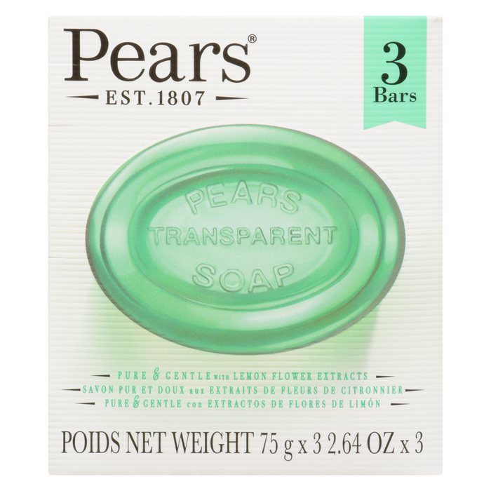 Savon Transparent Poires 3 Barres x 75 g