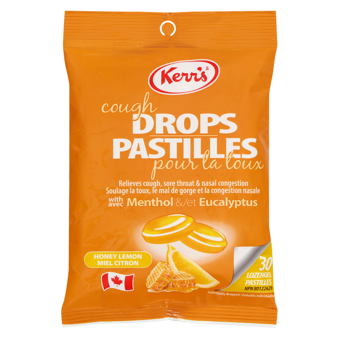 Pastilles contre la toux Kerr's au miel et au citron avec menthol et eucalyptus 30 pastilles