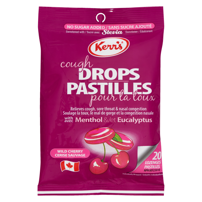 Pastilles contre la toux Kerr's Cerise sauvage avec menthol et eucalyptus 20 pastilles