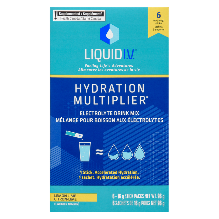 Liquid I.V. Hydration Multiplier Electrolyte Drink Mix Lemon Lime 6 Stick Packs x 16 g (96 g)