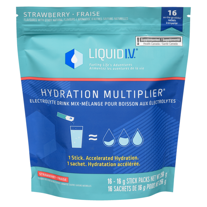 Liquid I.V. Hydration Multiplier Electrolyte Drink Mix Strawberry 16 Stick Packs x 16 g (256 g)