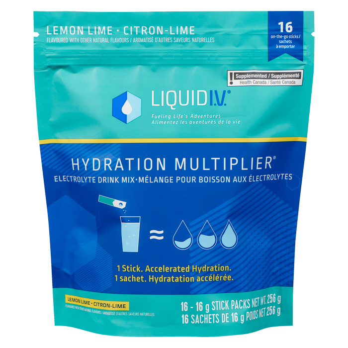 Liquid I.V. Hydration Multiplier Electrolyte Drink Mix Lemon Lime 16 Stick Packs x 16 g (256 g)