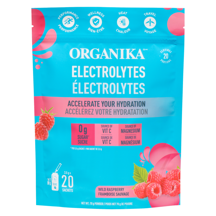 Poudre d'électrolytes Organika Framboise sauvage 3,5 g x 20 sachets 70 g