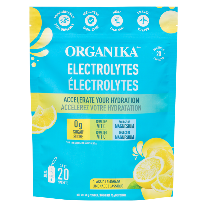 Poudre d'électrolytes Organika Limonade classique 20 sachets x 3,5 g (70 g)