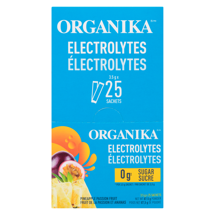 Organika Electrolytes Powder Pineapple Passion Fruit 25 Sachets x 3.5 g (87.5 g)