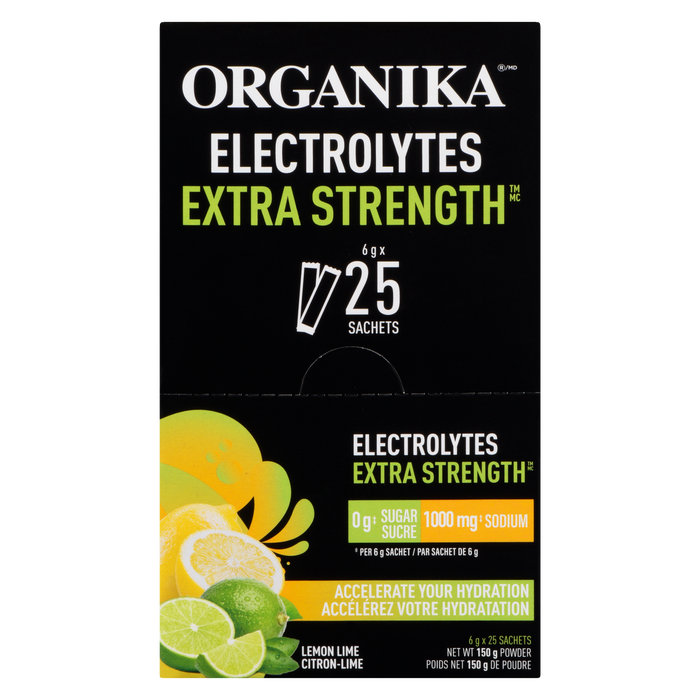 Poudre extra-forte d'électrolytes Organika au citron vert 6 g x 25 sachets (150 g)