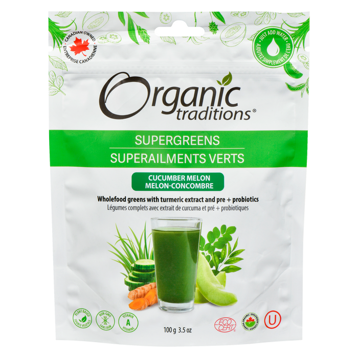 Organic Traditions Supergreens Cucumber Melon 100 g