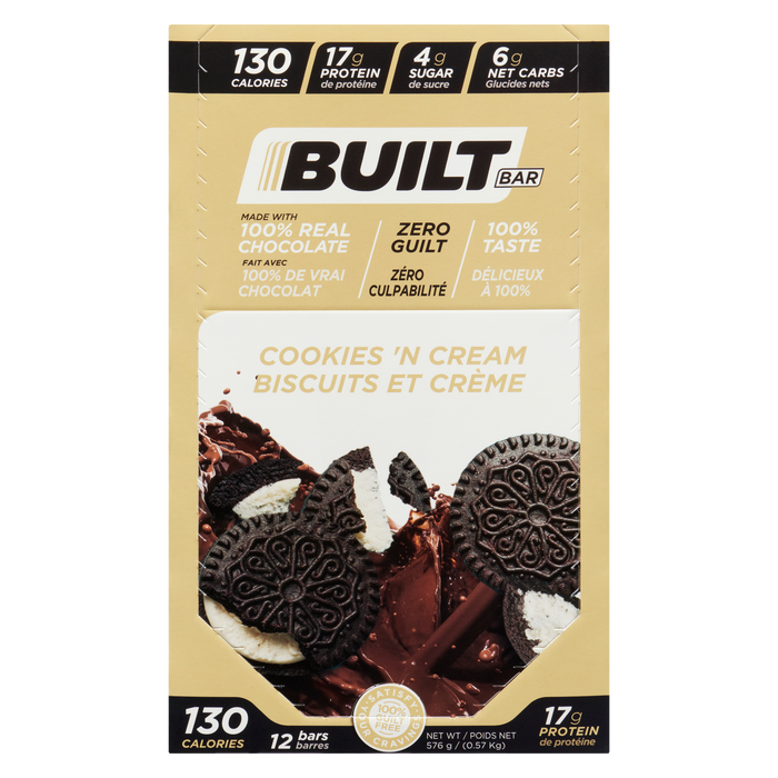 Barres Built Bar Biscuits et crème 12 barres 576 g