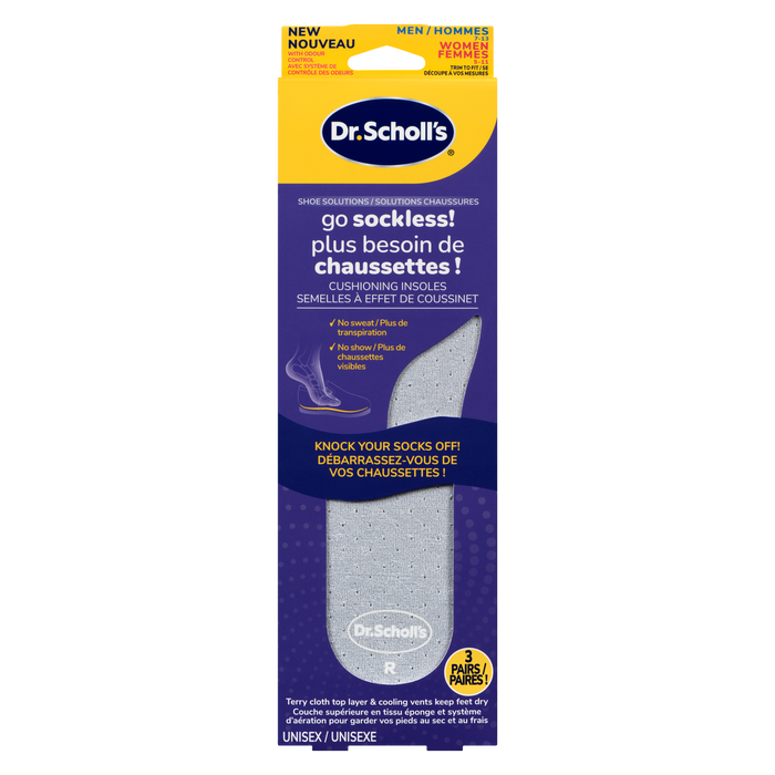 Semelles intérieures rembourrées Dr. Scholl's Go Sockless!, unisexes, 3 paires