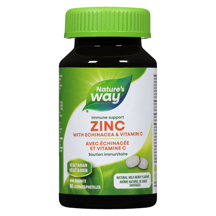 Nature's Way Zinc with Echinacea & Vitamin C Natural Wild Berry Flavour 60 Lozenges