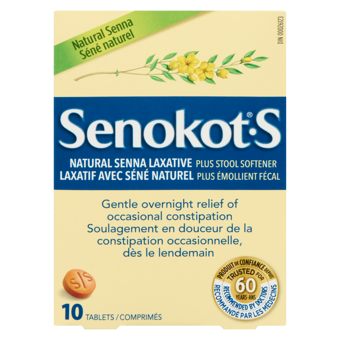 Senokot-S Laxatif naturel au séné et adoucissant pour selles 10 comprimés