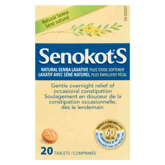 Senokot-S Natural Senna Laxative Plus Stool Softener 20 Tablets