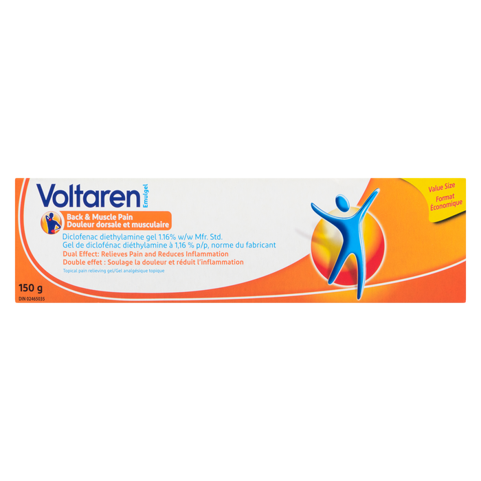 Gel topique antidouleur Voltaren Emulgel pour le dos et les muscles, format économique 150 g