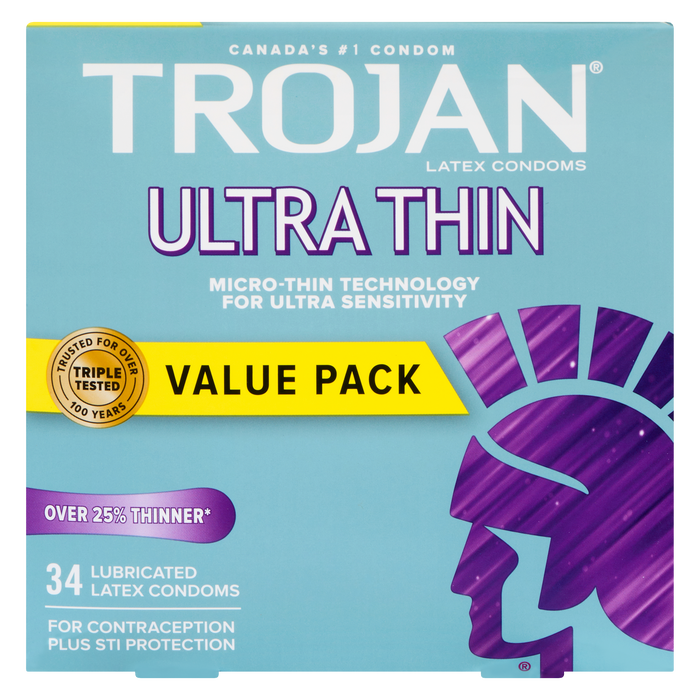 Trojan Ultra Thin Value Pack 34 Lubricated Latex Condoms