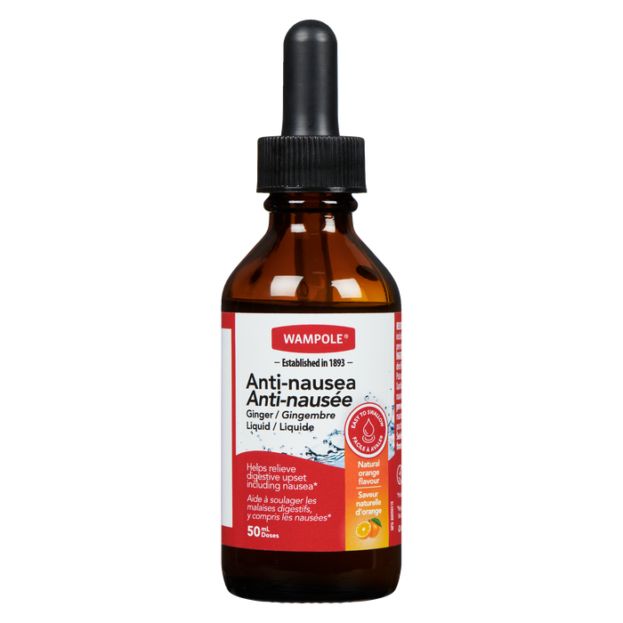 Wampole Anti-Nausea Ginger Liquid Natural Orange Flavour 50 ml Doses