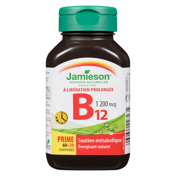 Jamieson Timed Release B₁₂ 1,200 mcg Bonus 60+20 Tablets