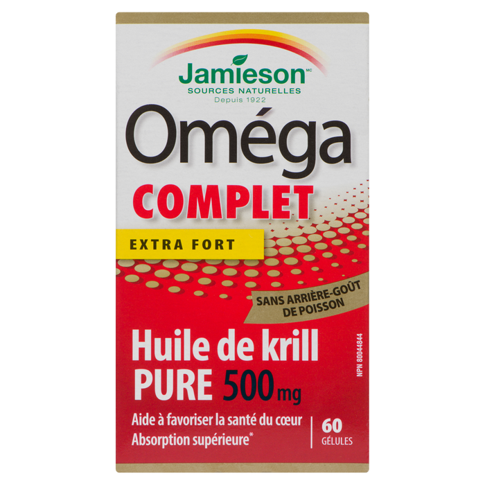 Huile de krill pure complète Omega de Jamieson extra forte 500 mg 60 gélules