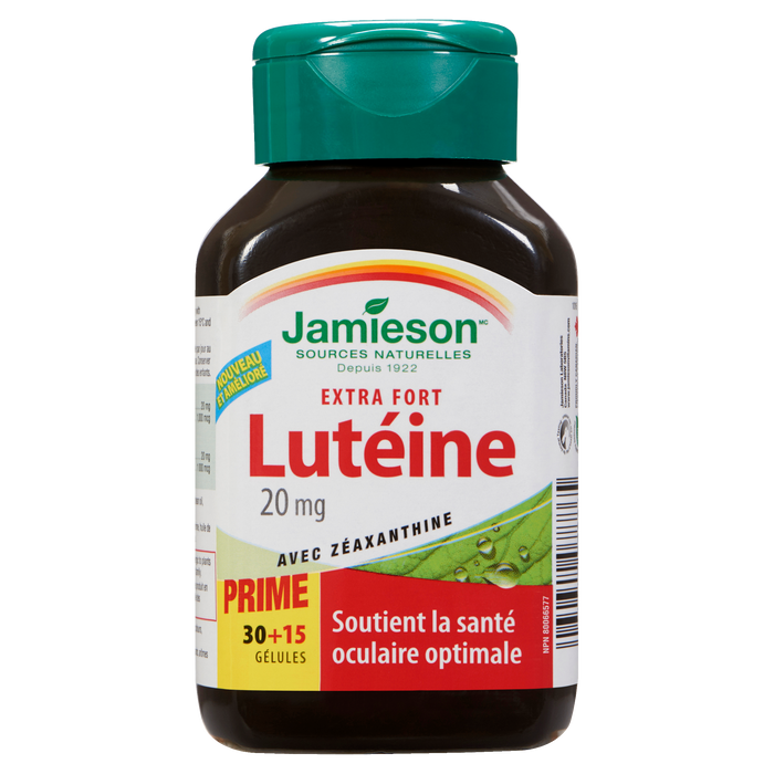 Lutéine extra-forte avec zéaxanthine de Jamieson 20 mg 30+15 gélules