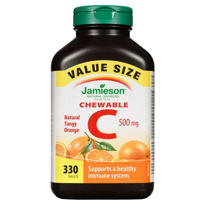 Jamieson C à croquer 500 mg Orange acidulée naturelle Format économique 330 comprimés