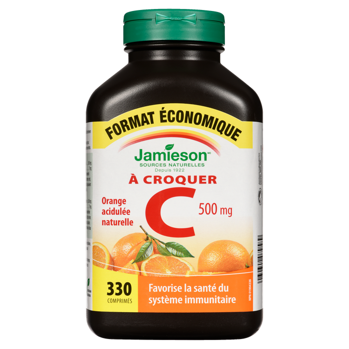 Jamieson C à croquer 500 mg Orange acidulée naturelle Format économique 330 comprimés