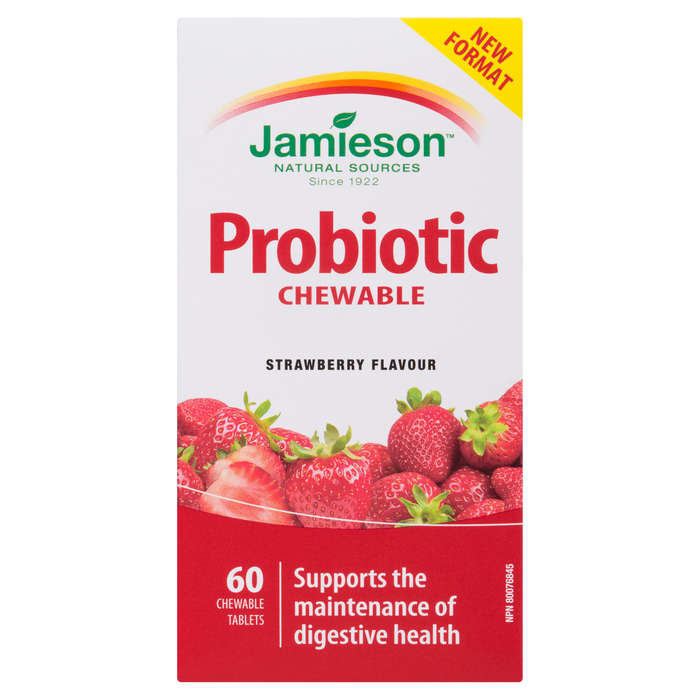 Jamieson Probiotic Chewable Saveur Fraise 60 Comprimés à Croquer